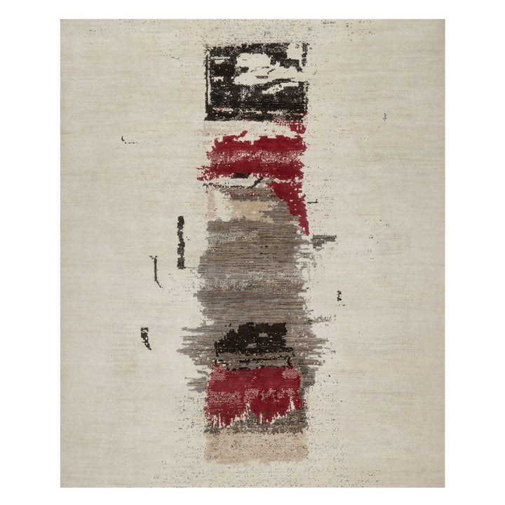 8'2" x 10'0" New Hand Knotted Ivory Wool Rectangle Oriental Rug - MOA10291344
