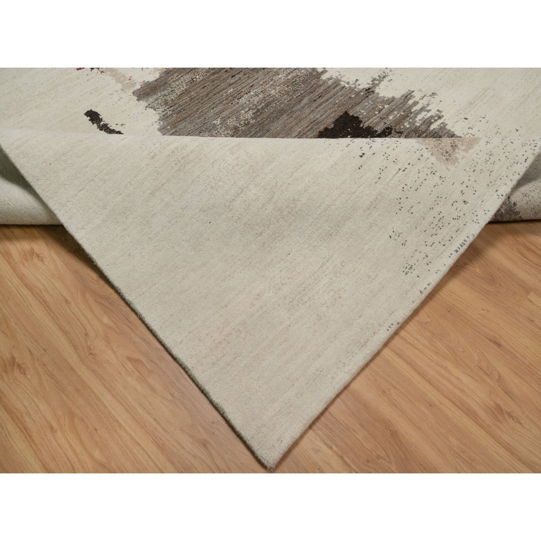 8'2" x 10'0" New Hand Knotted Ivory Wool Rectangle Oriental Rug - MOA10291344