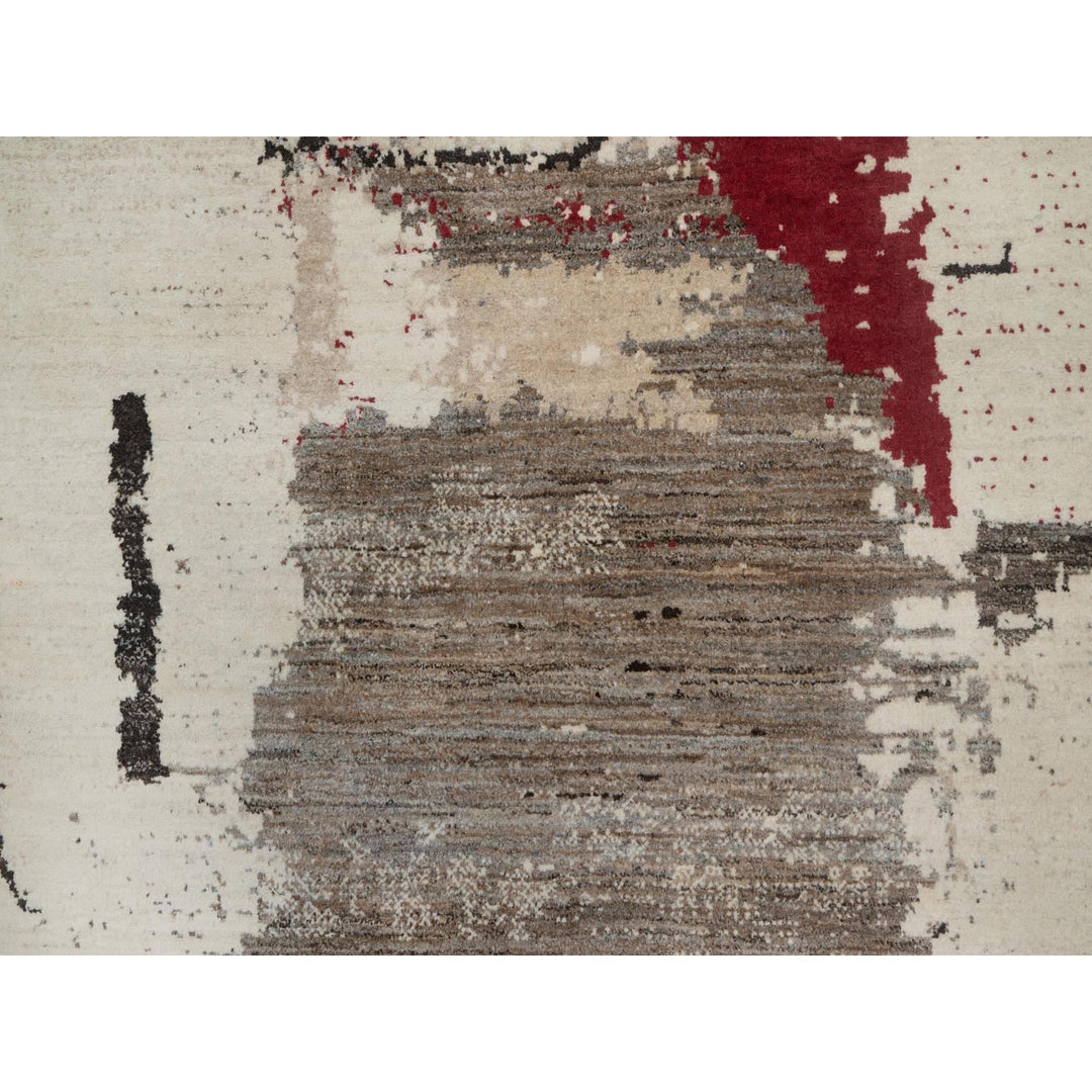 8'2" x 10'0" New Hand Knotted Ivory Wool Rectangle Oriental Rug - MOA10291344
