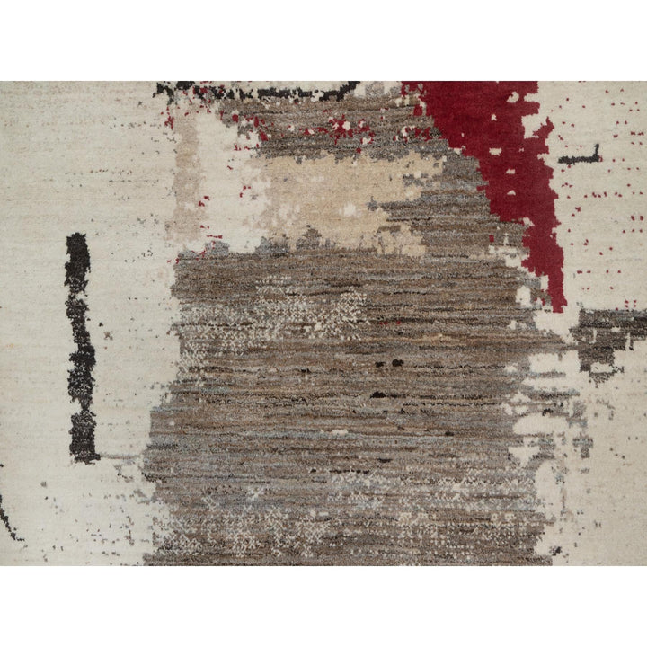 8'2" x 10'0" New Hand Knotted Ivory Wool Rectangle Oriental Rug - MOA10291344