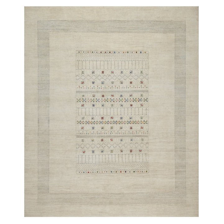 8'1" x 10'0" New Hand Knotted Ivory Wool Rectangle Oriental Rug - MOA10291345