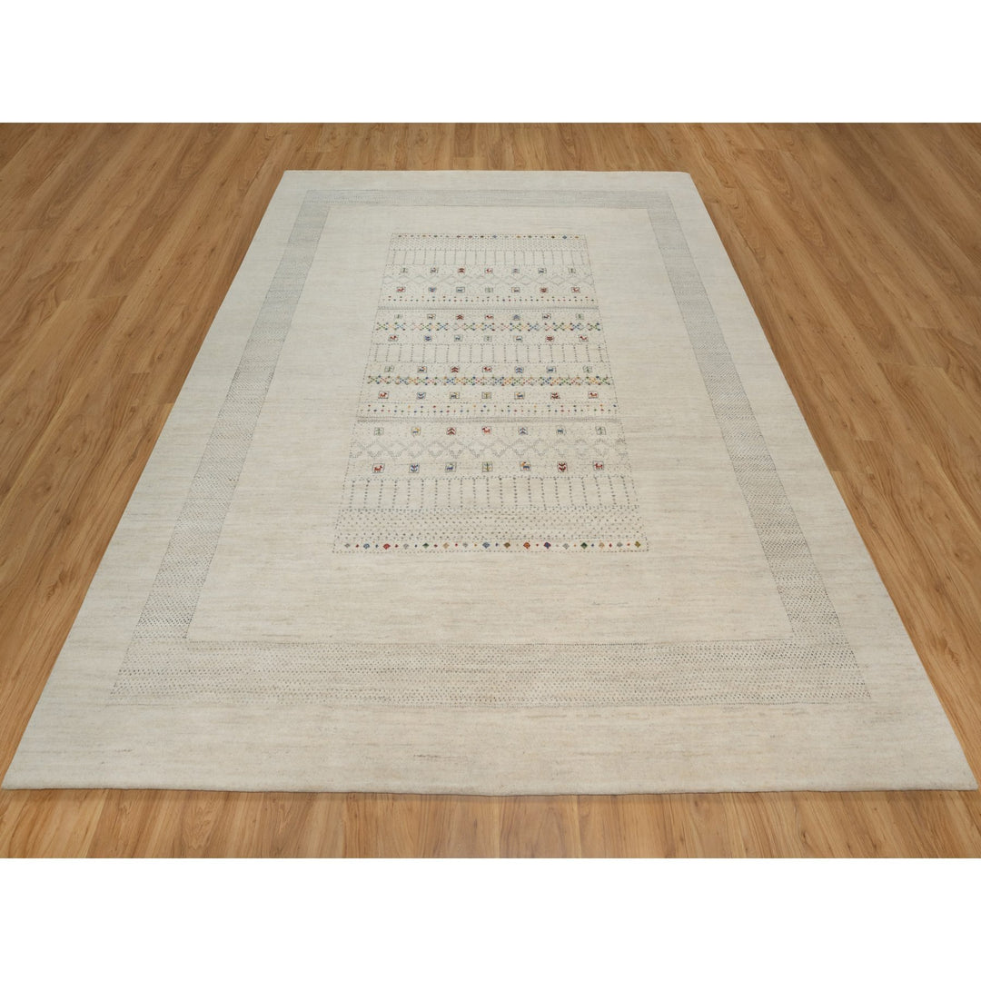 8'1" x 10'0" New Hand Knotted Ivory Wool Rectangle Oriental Rug - MOA10291345
