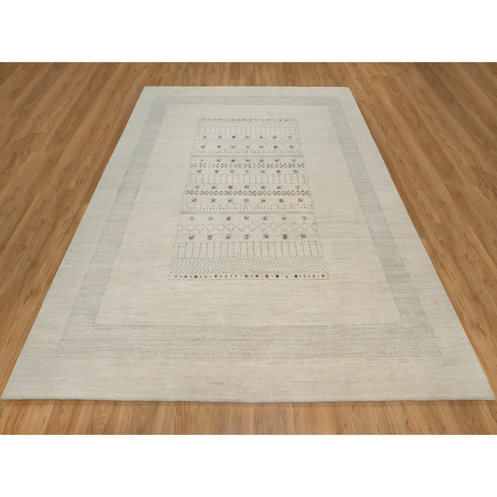 8'1" x 10'0" New Hand Knotted Ivory Wool Rectangle Oriental Rug - MOA10291345