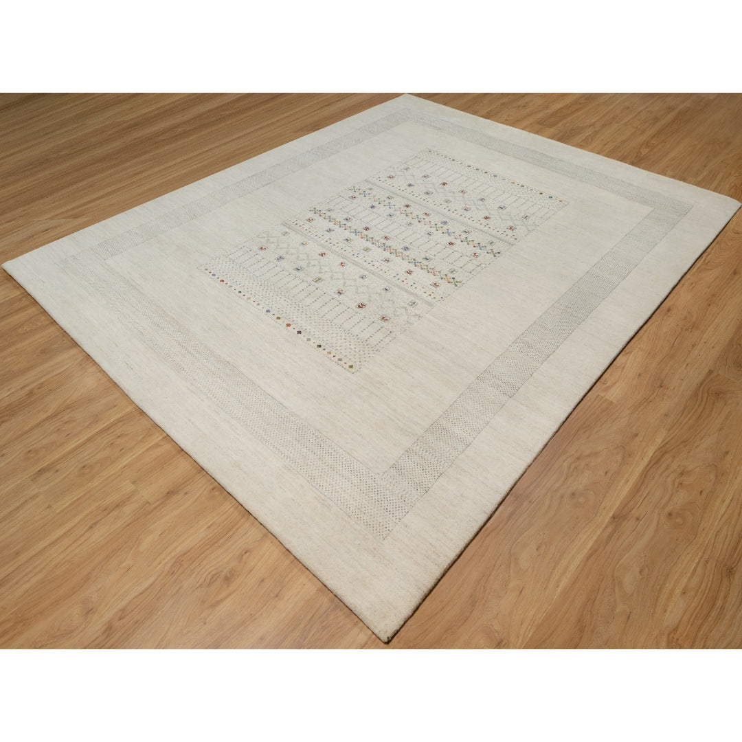8'1" x 10'0" New Hand Knotted Ivory Wool Rectangle Oriental Rug - MOA10291345
