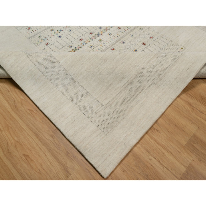 8'1" x 10'0" New Hand Knotted Ivory Wool Rectangle Oriental Rug - MOA10291345