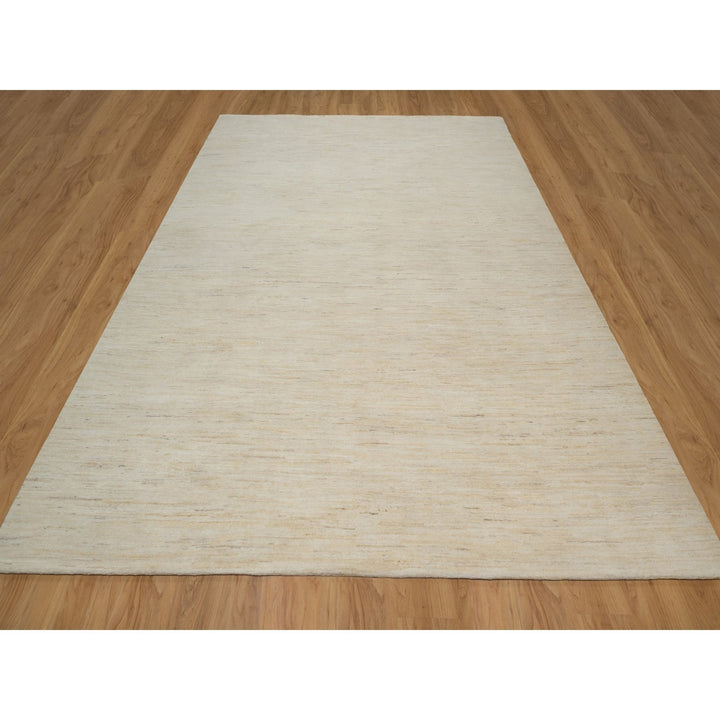 8'10" x 11'8" New Hand Knotted Ivory Wool Rectangle Oriental Rug - MOA10291346