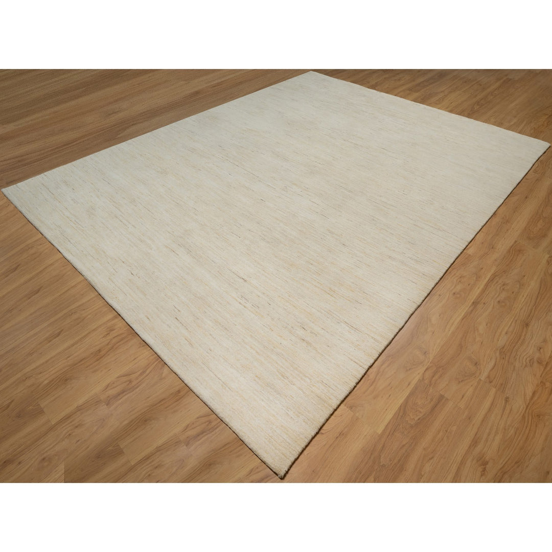 8'10" x 11'8" New Hand Knotted Ivory Wool Rectangle Oriental Rug - MOA10291346