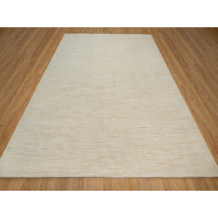 8'10" x 11'8" New Hand Knotted Ivory Wool Rectangle Oriental Rug - MOA10291347