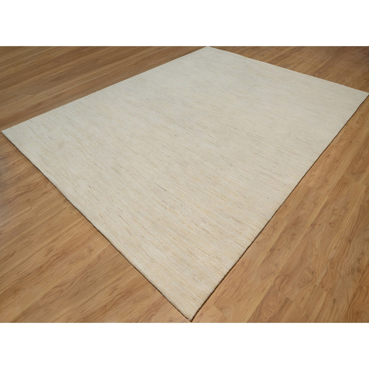 8'10" x 11'8" New Hand Knotted Ivory Wool Rectangle Oriental Rug - MOA10291347