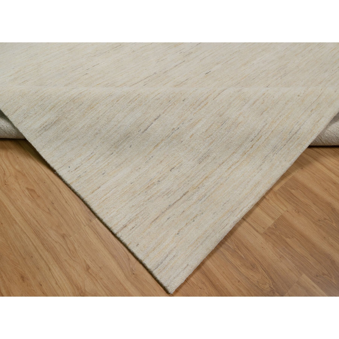 8'10" x 11'8" New Hand Knotted Ivory Wool Rectangle Oriental Rug - MOA10291347