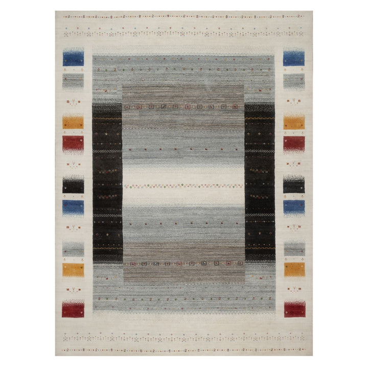 8'10" x 12'0" New Hand Knotted Ivory Wool Rectangle Oriental Rug - MOA10291348