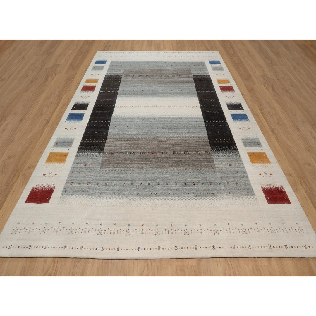 8'10" x 12'0" New Hand Knotted Ivory Wool Rectangle Oriental Rug - MOA10291348