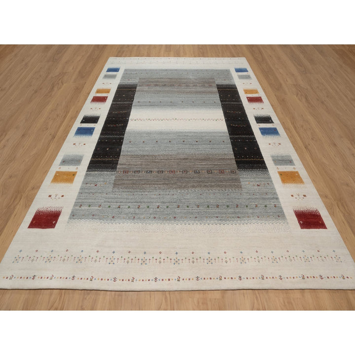 8'10" x 12'0" New Hand Knotted Ivory Wool Rectangle Oriental Rug - MOA10291348