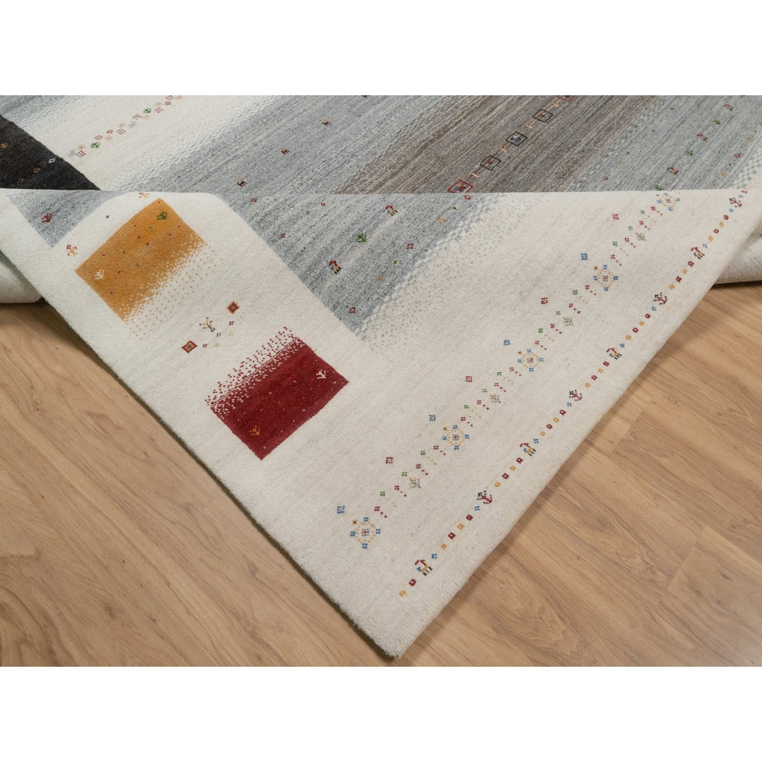 8'10" x 12'0" New Hand Knotted Ivory Wool Rectangle Oriental Rug - MOA10291348