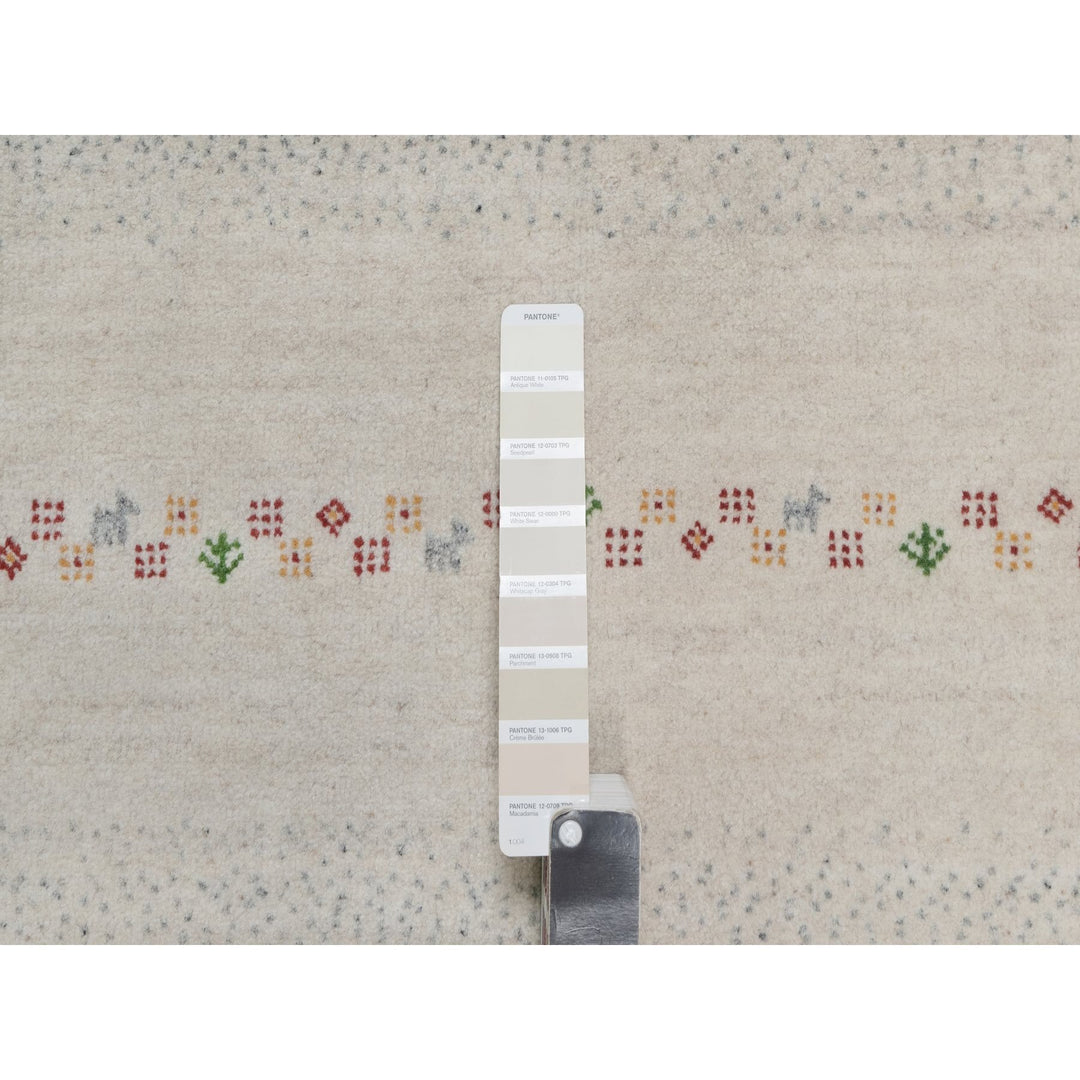 8'10" x 12'0" New Hand Knotted Ivory Wool Rectangle Oriental Rug - MOA10291348