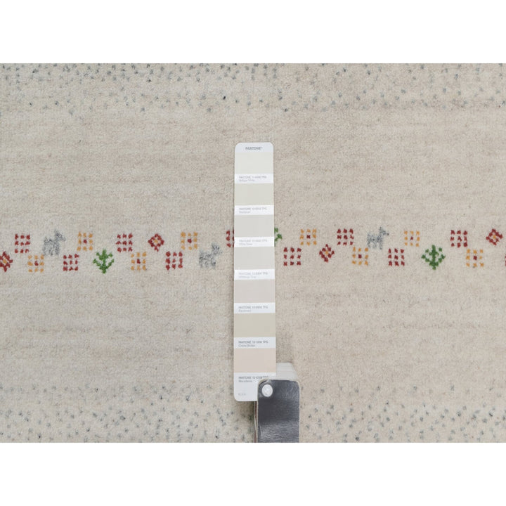 8'10" x 12'0" New Hand Knotted Ivory Wool Rectangle Oriental Rug - MOA10291348