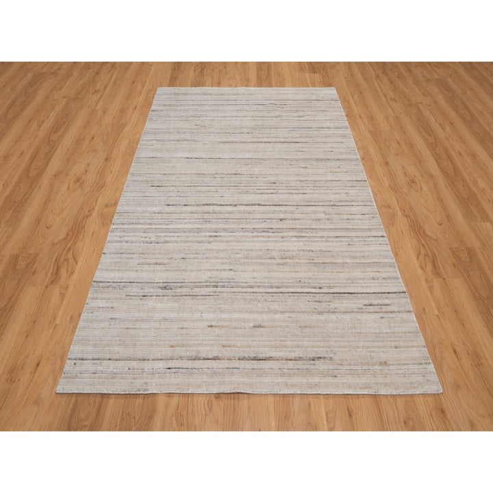 5'0" x 8'0" New Hand Loomed Ivory Wool Rectangle Oriental Rug - MOA10291350
