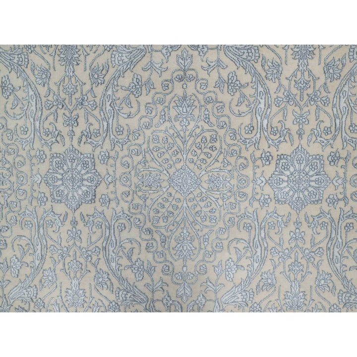 8'0" x 10'2" New Hand Knotted Ivory Wool & Silk Rectangle Oriental Rug - MOA10291352
