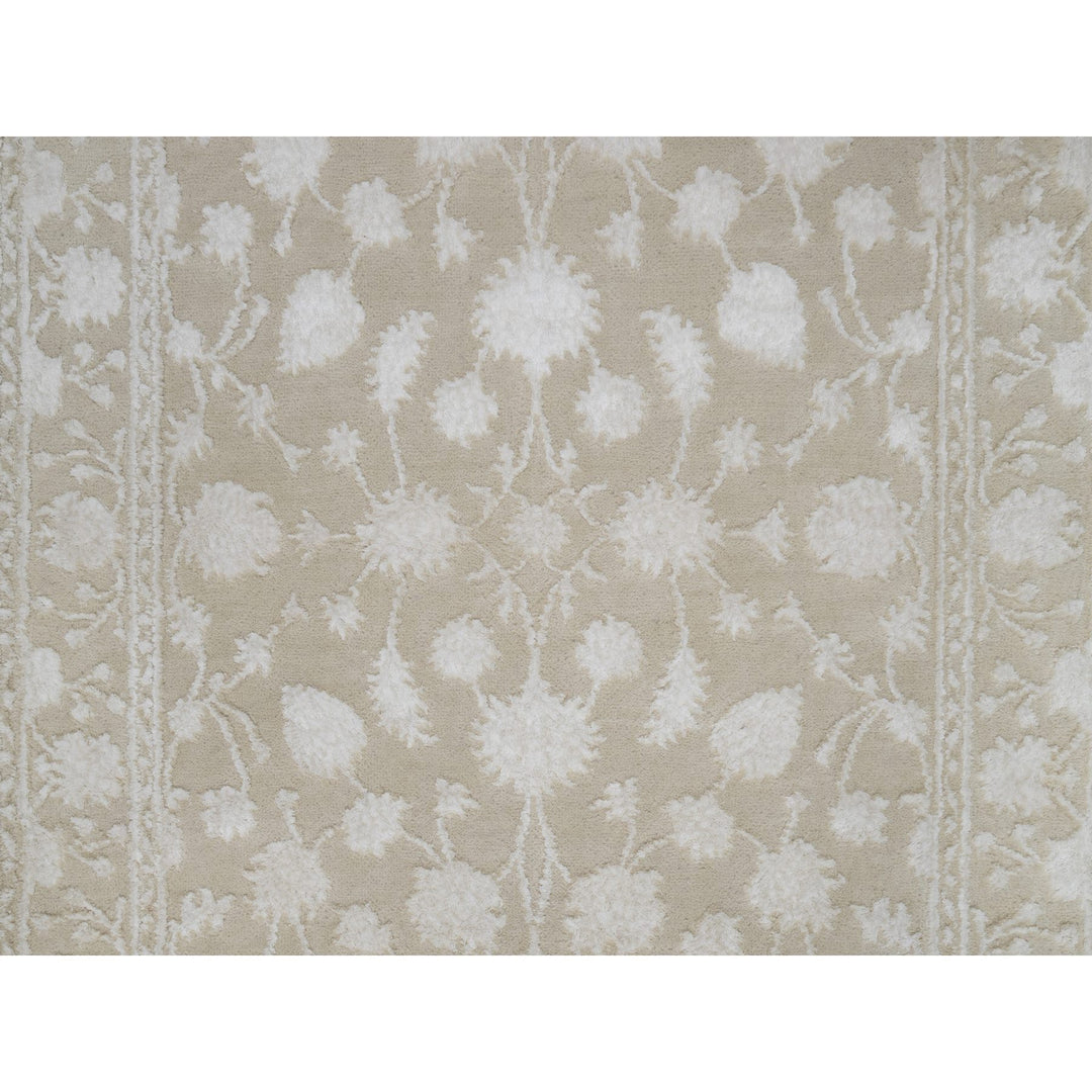 2'8" x 10'3" New Hand Knotted Brown Wool & Silk Runner Oriental Rug - MOA10291357