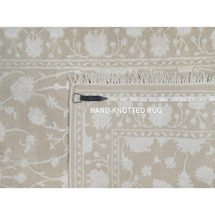2'8" x 10'3" New Hand Knotted Brown Wool & Silk Runner Oriental Rug - MOA10291357