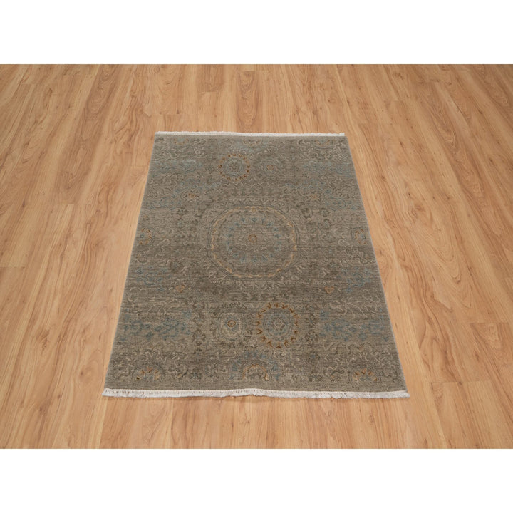 3'0" x 3'11" New Hand Knotted Brown Wool Rectangle Oriental Rug - MOA10291359