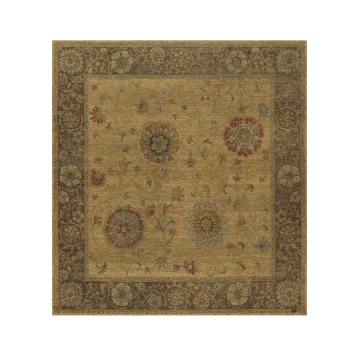 5'5" x 5'10" New Hand Knotted Brown Wool Square Oriental Rug - MOA10291361