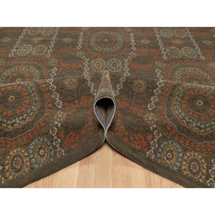 10'1" x 15'1" New Hand Knotted Brown Wool Rectangle Oriental Rug - MOA10291363