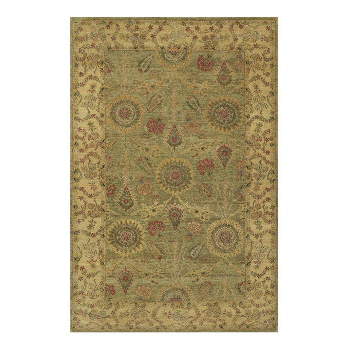 5'1" x 7'10" New Hand Knotted Green Wool Rectangle Oriental Rug - MOA10291364