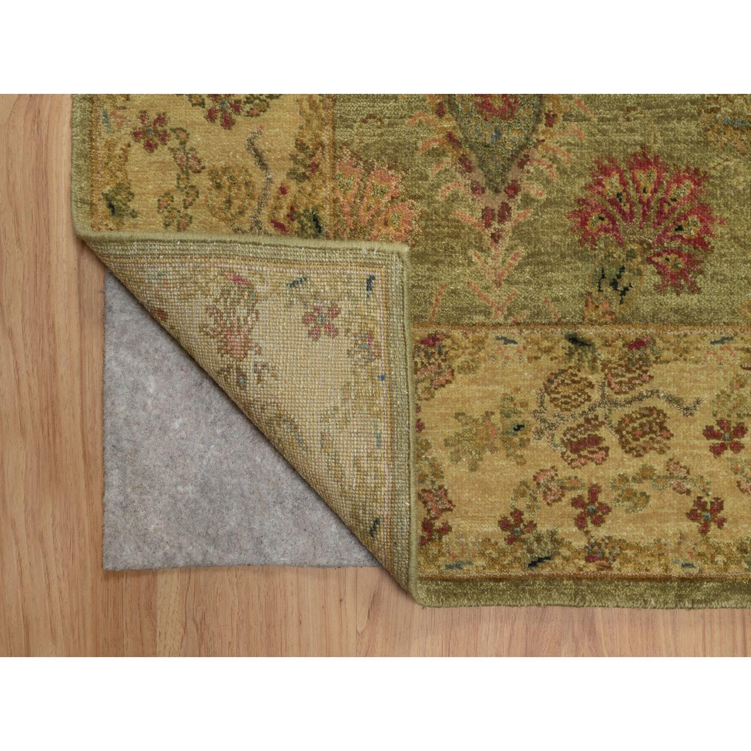 5'1" x 7'10" New Hand Knotted Green Wool Rectangle Oriental Rug - MOA10291364