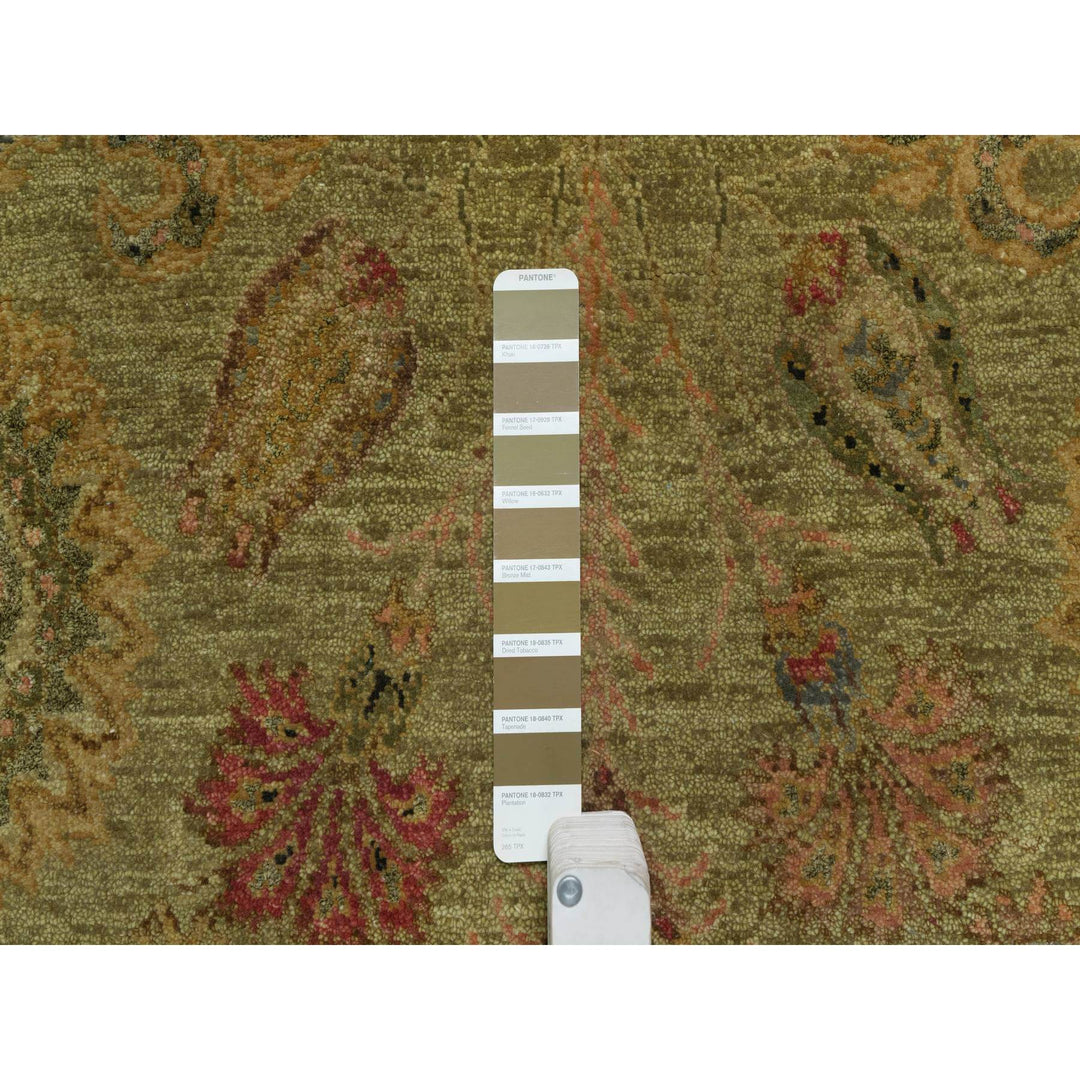 5'1" x 7'10" New Hand Knotted Green Wool Rectangle Oriental Rug - MOA10291364