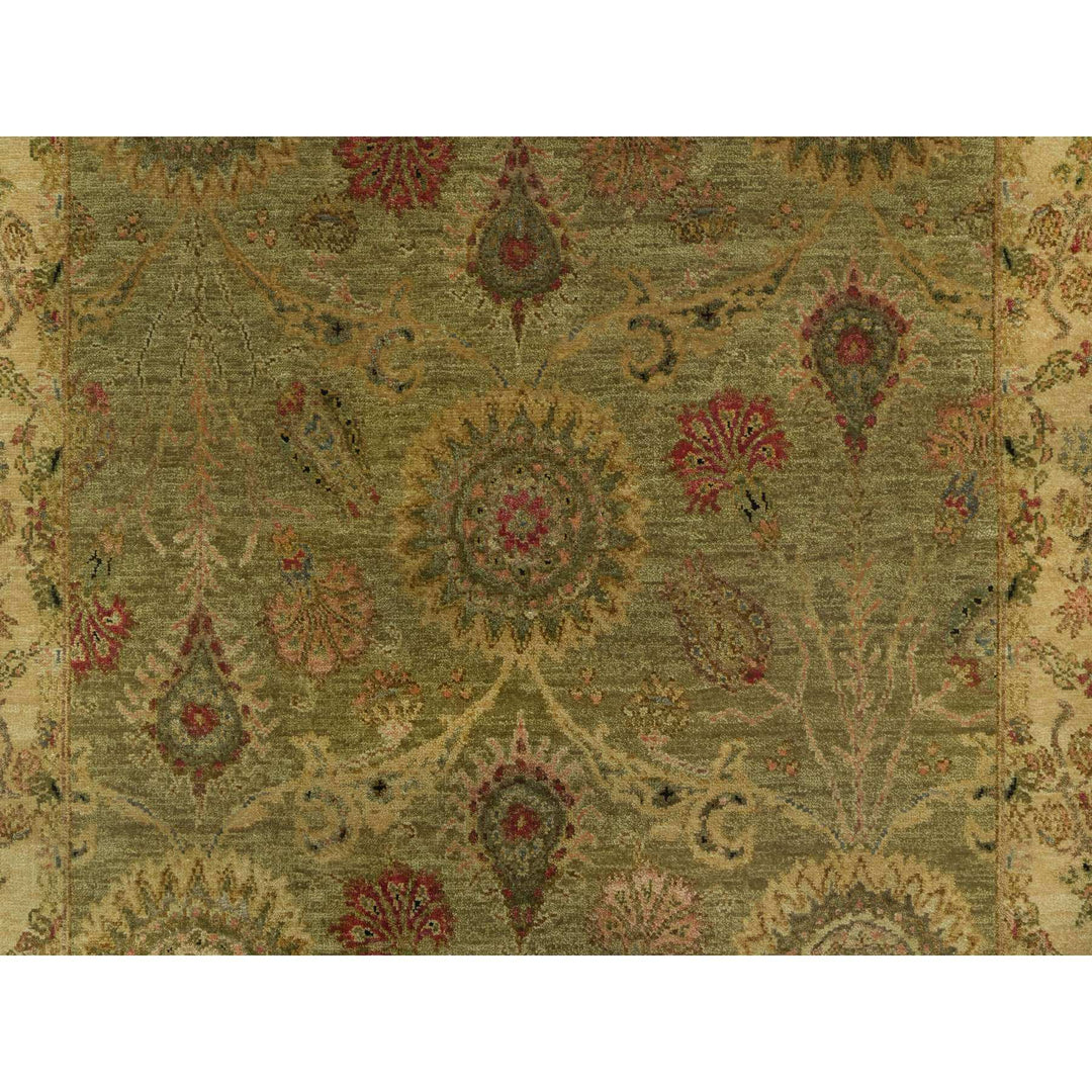 5'1" x 7'10" New Hand Knotted Green Wool Rectangle Oriental Rug - MOA10291364