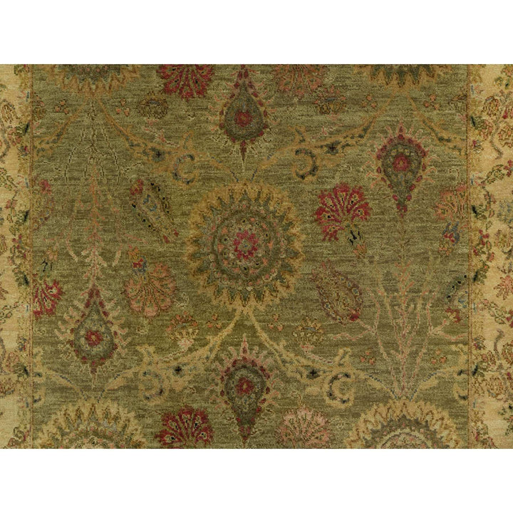 5'1" x 7'10" New Hand Knotted Green Wool Rectangle Oriental Rug - MOA10291364