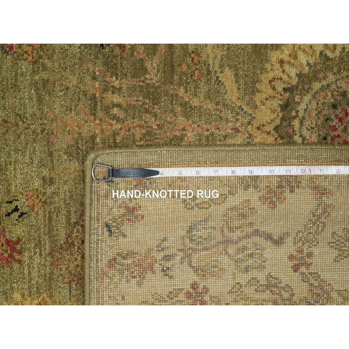 5'1" x 7'10" New Hand Knotted Green Wool Rectangle Oriental Rug - MOA10291364