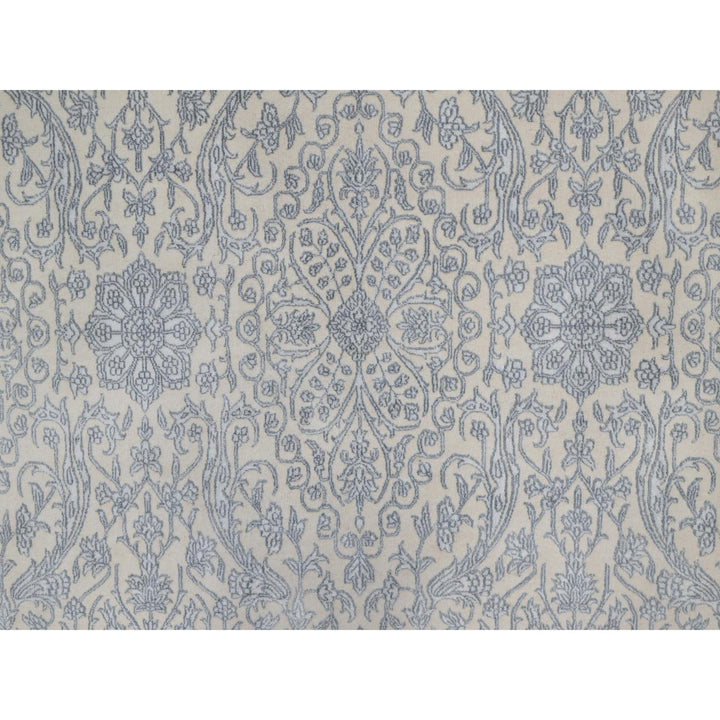 7'9" x 10'2" New Hand Knotted Ivory Wool & Silk Rectangle Oriental Rug - MOA10291366