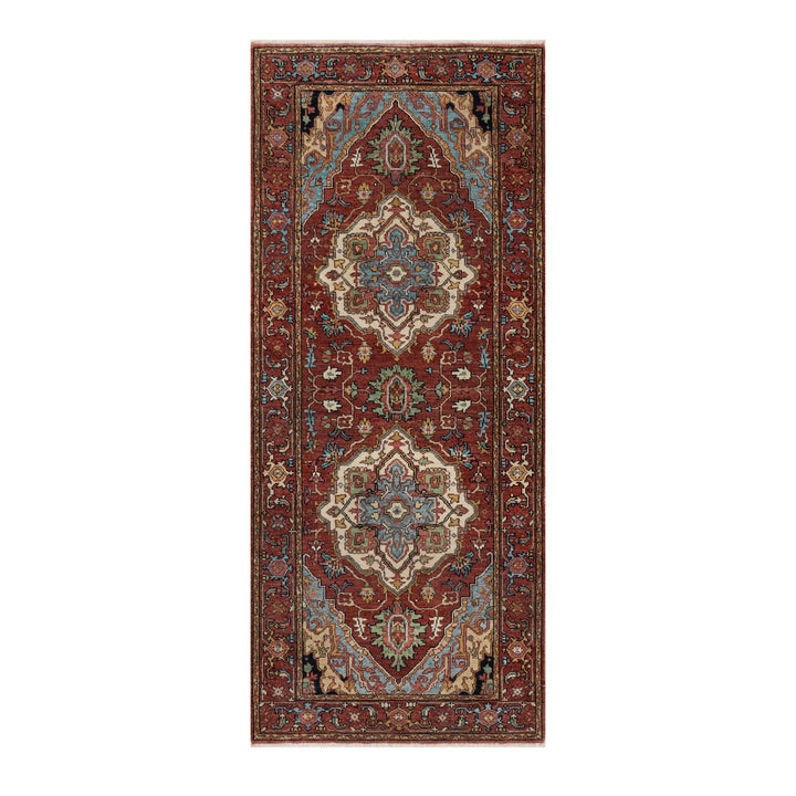 2'8" x 6'2" New Hand Knotted Red Wool Runner Oriental Rug - MOA10291371