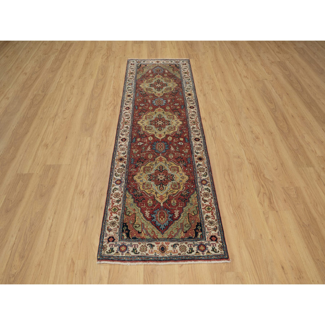 2'6" x 8'2" New Hand Knotted Red Wool Runner Oriental Rug - MOA10291372
