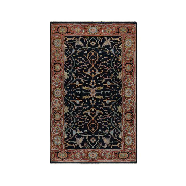 3'3" x 5'3" New Hand Knotted Blue Wool Rectangle Oriental Rug - MOA10291373