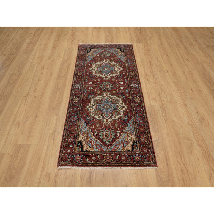 2'8" x 3'3" New Hand Knotted Red Wool Runner Oriental Rug - MOA10291375