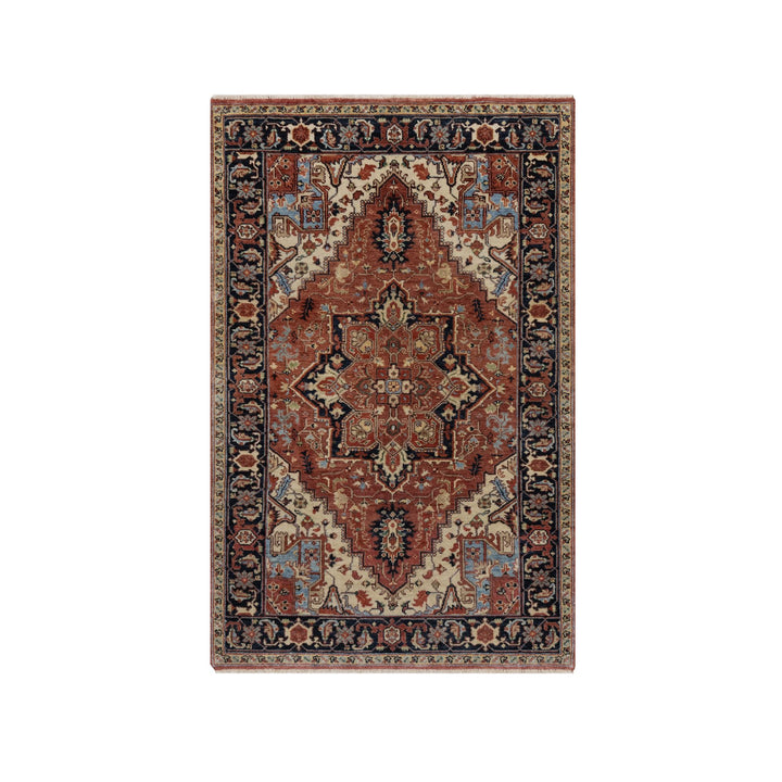 3'2" x 5'2" New Hand Knotted Red Wool Rectangle Oriental Rug - MOA10291376