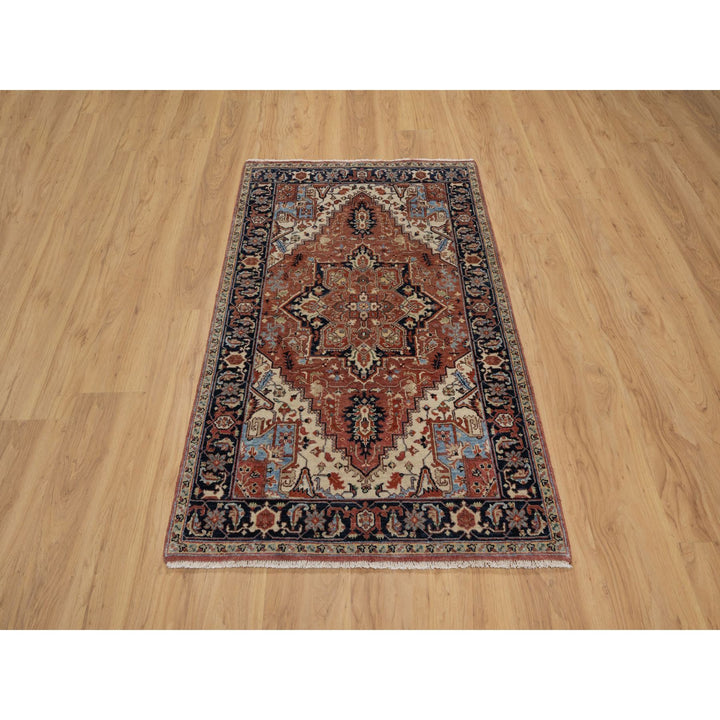 3'2" x 5'2" New Hand Knotted Red Wool Rectangle Oriental Rug - MOA10291376