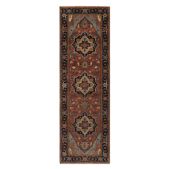 2'7" x 8'1" New Hand Knotted Red Wool Runner Oriental Rug - MOA10291378