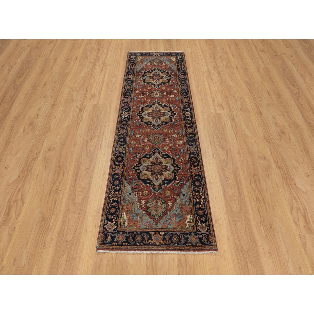 2'7" x 8'1" New Hand Knotted Red Wool Runner Oriental Rug - MOA10291378