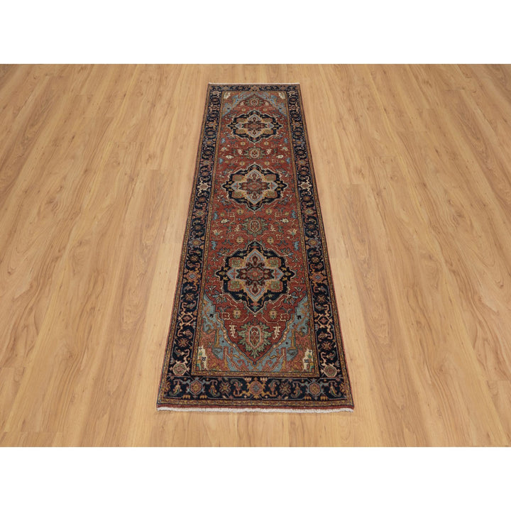 2'7" x 8'1" New Hand Knotted Red Wool Runner Oriental Rug - MOA10291378