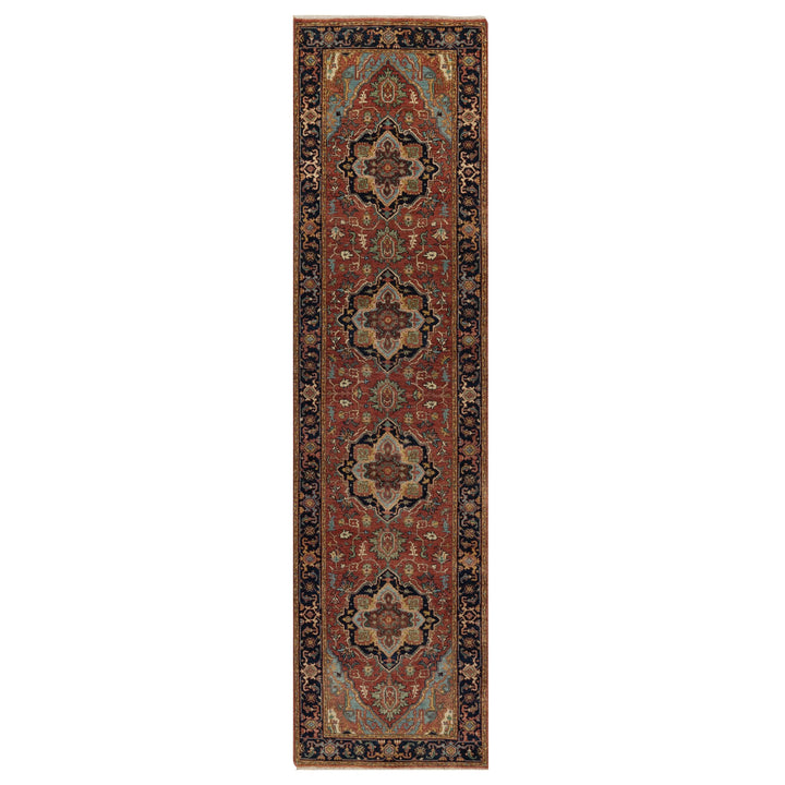 2'7" x 10'0" New Hand Knotted Red Wool Runner Oriental Rug - MOA10291379