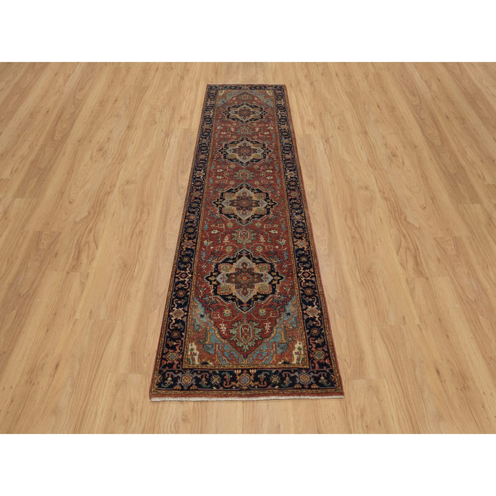 2'7" x 10'0" New Hand Knotted Red Wool Runner Oriental Rug - MOA10291379