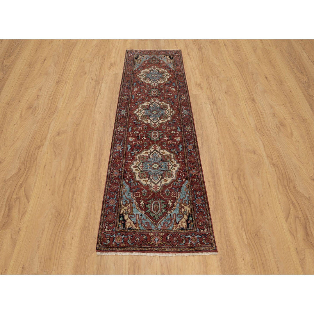 2'7" x 8'2" New Hand Knotted Red Wool Runner Oriental Rug - MOA10291380
