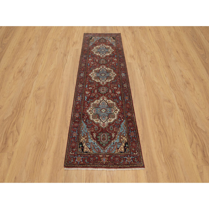 2'7" x 8'2" New Hand Knotted Red Wool Runner Oriental Rug - MOA10291380