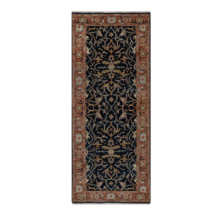2'6" x 6'2" New Hand Knotted Blue Wool Runner Oriental Rug - MOA10291381