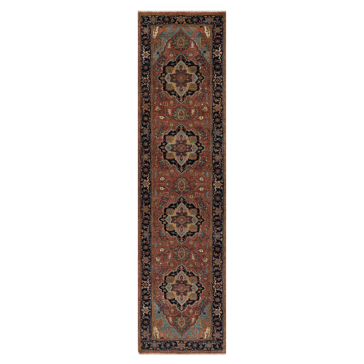 2'7" x 10'1" New Hand Knotted Red Wool Runner Oriental Rug - MOA10291382
