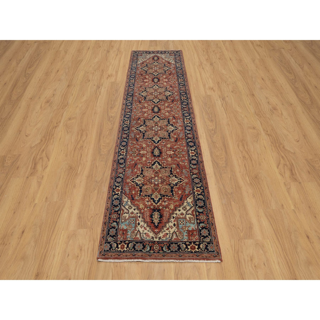 2'7" x 10'2" New Hand Knotted Red Wool Runner Oriental Rug - MOA10291383